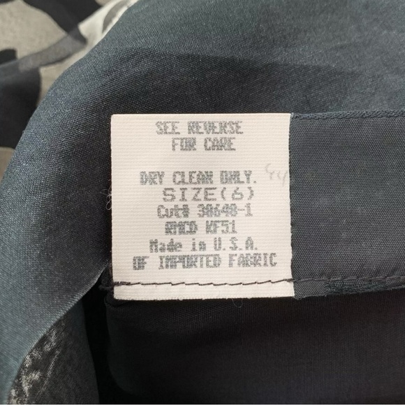 Laundry by Shelli Segal Silk Floral Cocktail Dress Silver Black 90s Y2K Size 6 - Picture 7 of 8